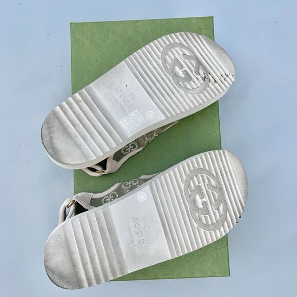 Gucci Nude Crystal Mesh Double Strap Sandals Size 38 EU - Picture 7 of 14